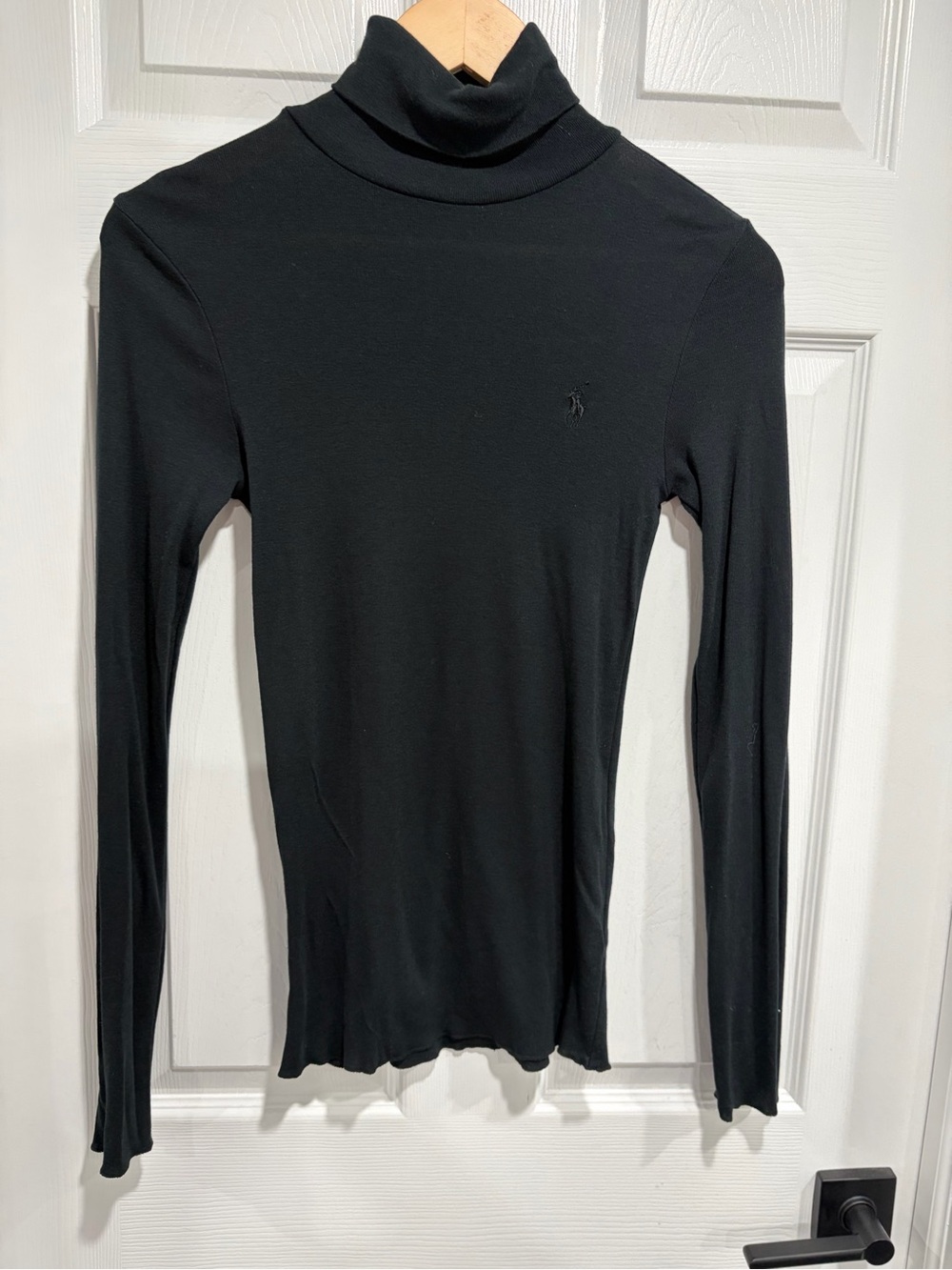 Ralph Lauren Women’s Black Long-Sleeve Turtleneck Slim Fit Top